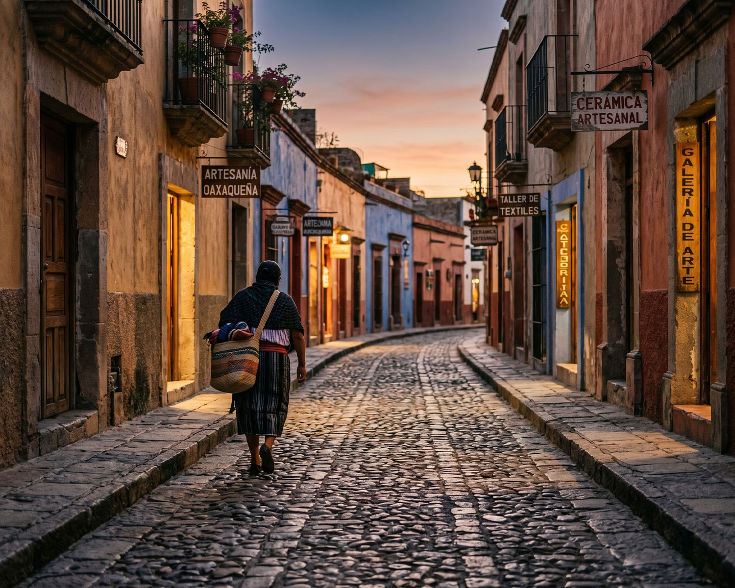 Early morning market street, Oaxaca