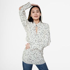 Dotted Long-Sleeve Blouse