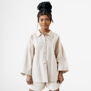 Flared Cotton Button Down Shirt